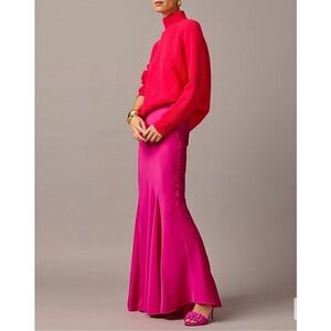 NWT J. Crew Collection Drapey Featherweight Bright Pink Satin Maxi Slip Skirt 0
